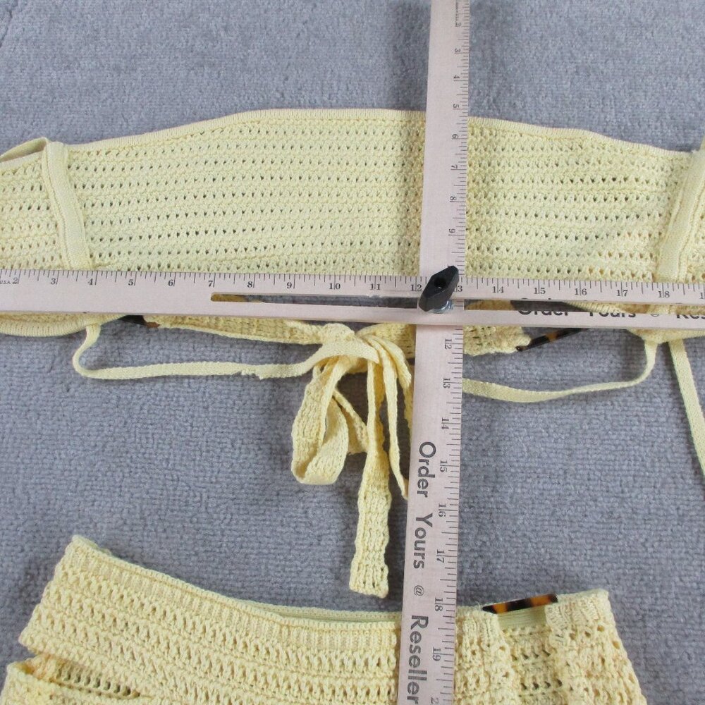 Outcast Celeste Crop Top & Maxi Dress Set Womens XS Lemon Yellow Crochet Knit - Picture 8 of 11